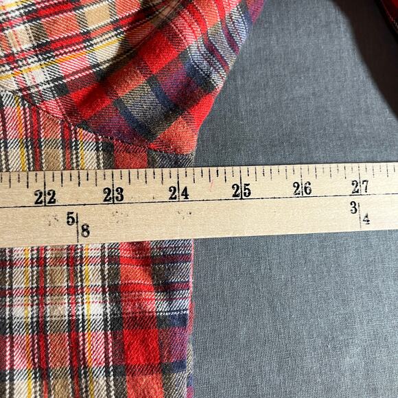 Vintage The Men's Shop Shirt Mens Large Red Plaid‎ Flannel Button Up Lumberjack - Picture 7 of 7